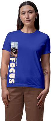 Fighterhero Printed Women Round Neck Blue T-Shirt