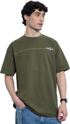The Souled Store Printed Men Round Neck Green T-Shirt
