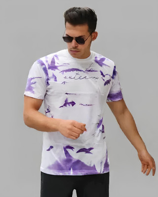 COPEHHI Abstract Men Round Neck Purple T-Shirt