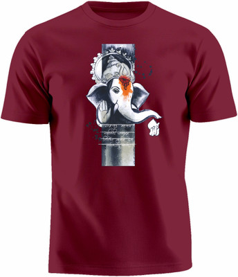 Luv My India Printed Couple Round Neck Maroon T-Shirt