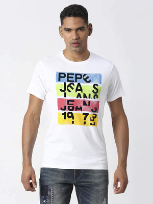 Pepe Jeans Printed Men Crew Neck White T-Shirt