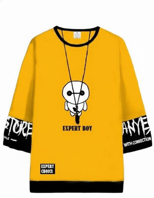 cnw Graphic Print Men Round Neck Yellow T-Shirt