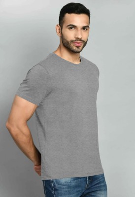 Nilan Tees Wear Solid Men Round Neck Grey T-Shirt