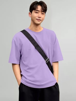 Madfrog Solid Men Round Neck Purple T-Shirt