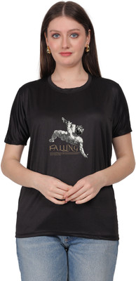 POONAMTRADERS Graphic Print Women Round Neck Black T-Shirt