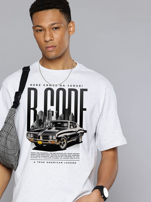 R.Code by The Roadster Life Co. Graphic Print Men Round Neck White T-Shirt
