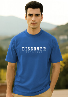 NOBERO Graphic Print Men Crew Neck Blue T-Shirt