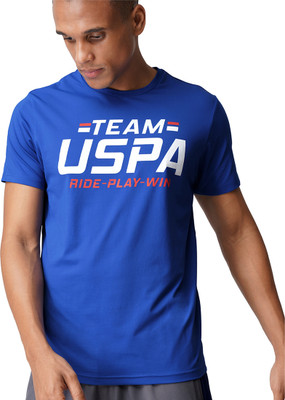 U.S. POLO ASSN. Solid Men Round Neck Blue T-Shirt