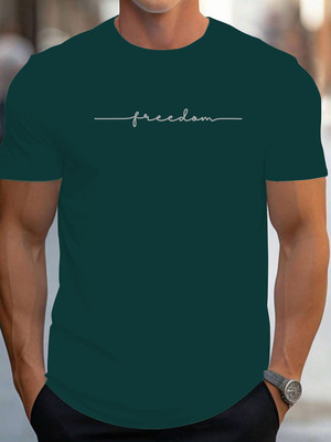 KAJARU Printed Men Round Neck Dark Green T-Shirt