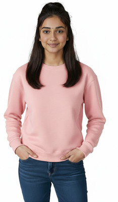 HouseOfCommon Solid Women Round Neck Pink T-Shirt