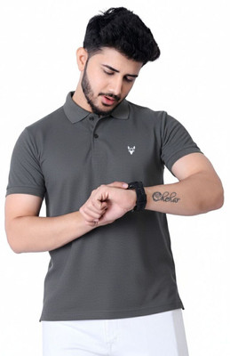 KASHIRA Solid Men Polo Neck Orange T-Shirt