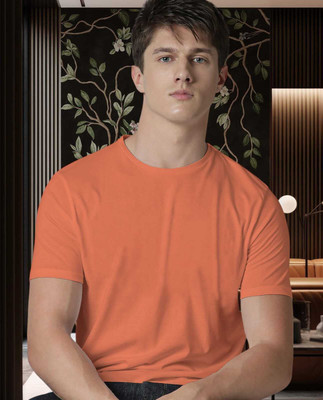 The Stach Solid Men Round Neck Beige T-Shirt