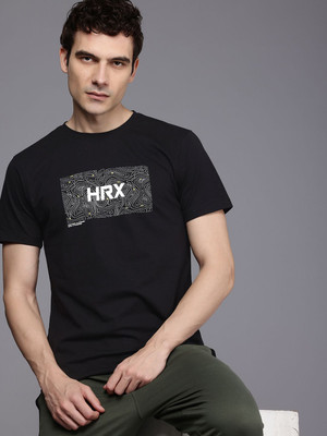 HRX by Hrithik Roshan Printed Men Round Neck Black T-Shirt