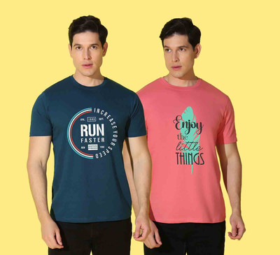 WOOSTRO Printed Men Round Neck Multicolor T-Shirt