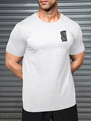Triptee Printed Men Round Neck Grey T-Shirt