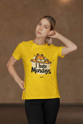 Stylewill Graphic Print Women Round Neck Yellow T-Shirt