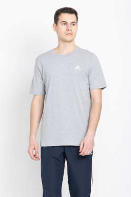ADIDAS Solid Men Crew Neck Grey T-Shirt
