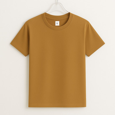 SONI BROS Solid Men Round Neck Brown T-Shirt