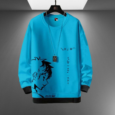 NB NICKY BOY Printed Men Round Neck Light Blue T-Shirt