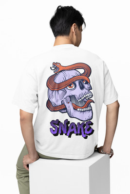 Hello Swanky Printed Men Round Neck White T-Shirt