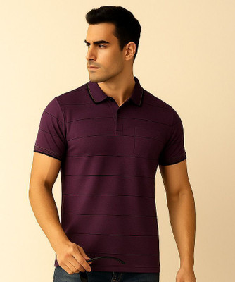 Fabc Solid Men Polo Neck Blue T-Shirt