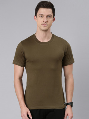 RUPA JON Solid Men Crew Neck Green T-Shirt