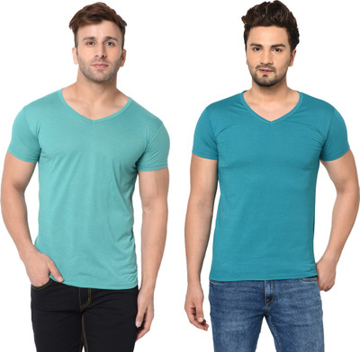 Moordale Fab Solid Men V Neck Multicolor T-Shirt