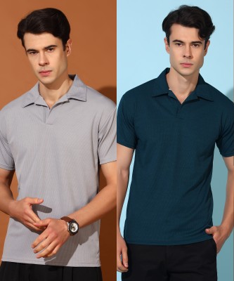 Christy World Solid Men Polo Neck Multicolor T-Shirt