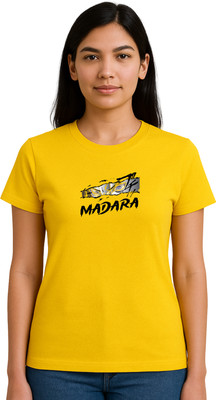 Buddy Collection Solid Women Round Neck Yellow T-Shirt