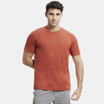 JOCKEY Solid Men Round Neck Orange T-Shirt