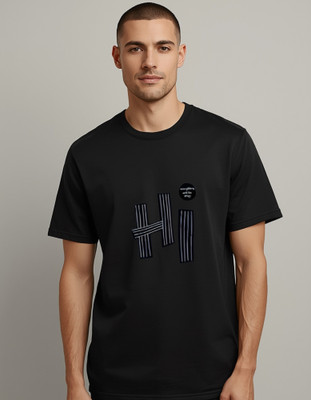 Sunsyari Solid Men Round Neck Black T-Shirt