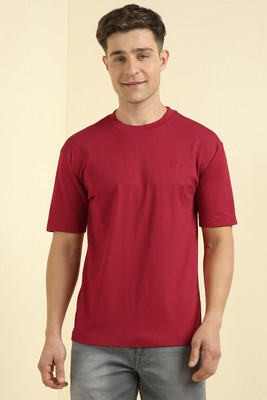 Allen Solly Solid Men Crew Neck Red T-Shirt