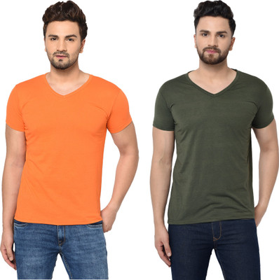 Tresna Fab Solid Men V Neck Multicolor T-Shirt