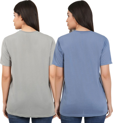 SHAUN Self Design Women Round Neck Multicolor T-Shirt