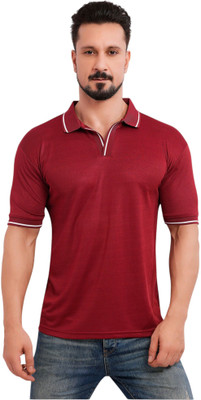click n buy Solid Men Polo Neck Multicolor T-Shirt