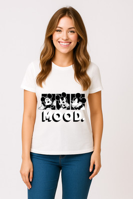 AESHT Graphic Print Women Round Neck White T-Shirt