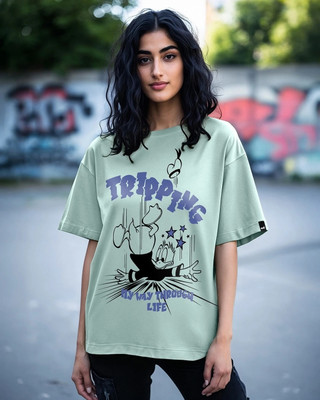 BEWAKOOF Graphic Print Women Round Neck Green T-Shirt