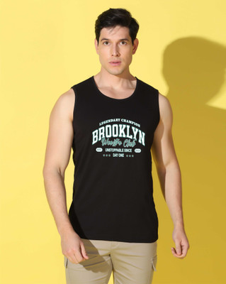 WOOSTRO Printed Men Scoop Neck Black T-Shirt