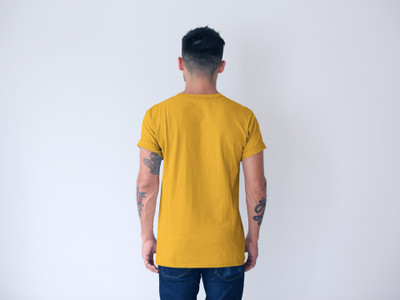 Zasu Fashion Printed Men Round Neck Orange T-Shirt