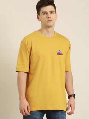 JP Creation Graphic Print Men Round Neck Yellow T-Shirt