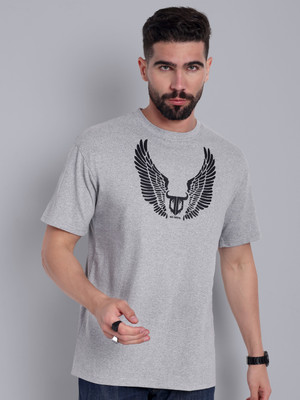 Go Devil Printed Men Round Neck Grey T-Shirt