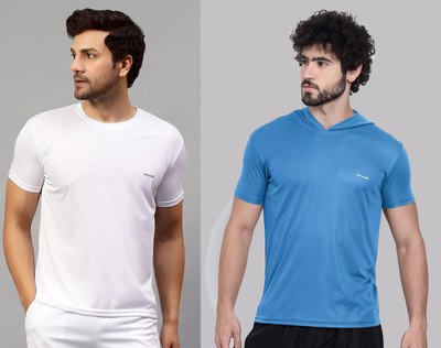 UDI n ADI Solid Men Round Neck White, Black T-Shirt