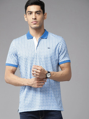 PARK AVENUE Printed Men Polo Neck Dark Blue T-Shirt