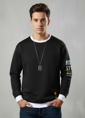 Autna Printed Men Round Neck Black T-Shirt