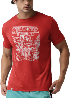 THE PRINT PLATTER Printed Men Round Neck Red T-Shirt