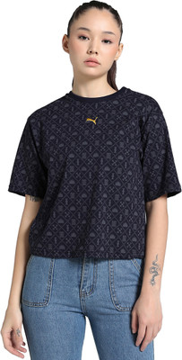 PUMA Printed Women Crew Neck Blue T-Shirt