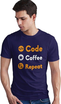 DUDEME Printed Men Round Neck Blue T-Shirt