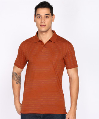 PARK AVENUE Striped Men Polo Neck Red T-Shirt