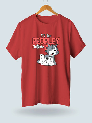 JP Creation Printed, Typography Men Round Neck Red T-Shirt