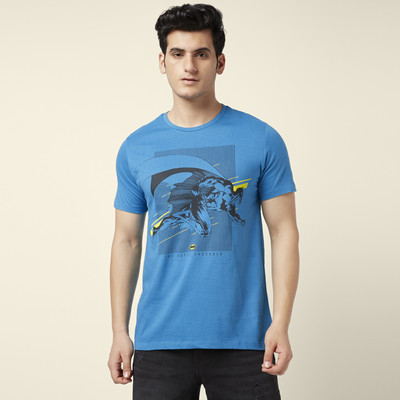 SF Jeans by Pantaloons Graphic Print Men Round Neck Blue T-Shirt